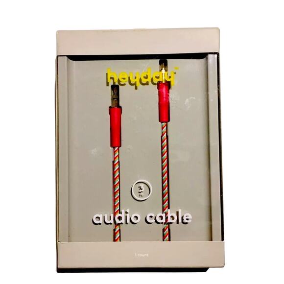 HEYDAY 3 ft AUDIO CABLE - STRIPES - 3.5mm Aux Plug - Picture 1 of 2